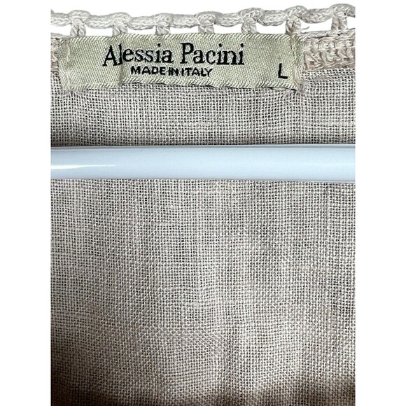 Alessia Pacini 100% Linen Cap Sleeve Shirt Womens L Blush Italy Retro Minimalist - Picture 6 of 12